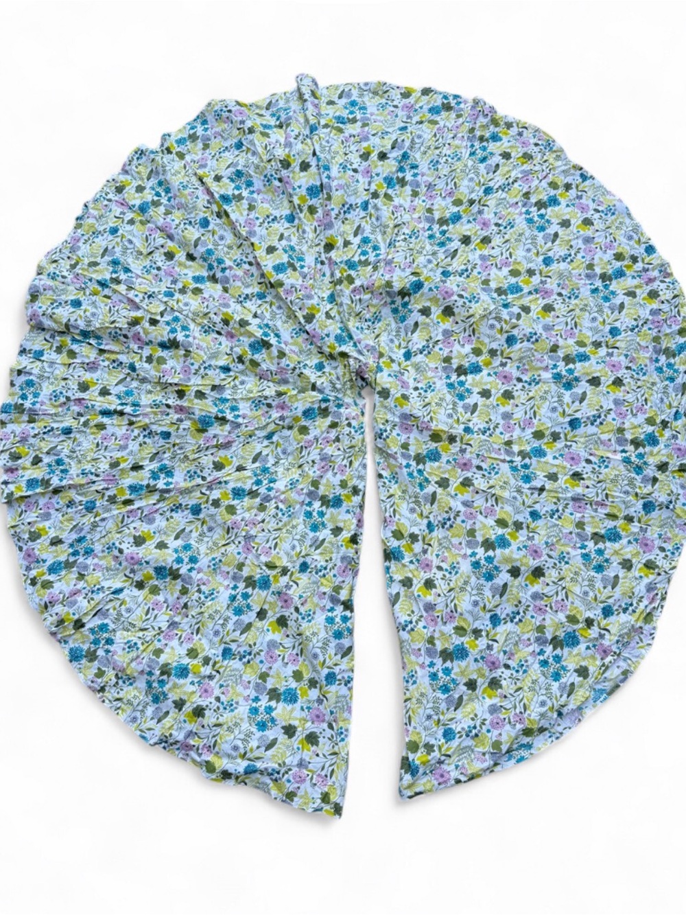 Vintage Floral cotton full circle A-Line Midi Skirt - Blue & Green Cottagecore